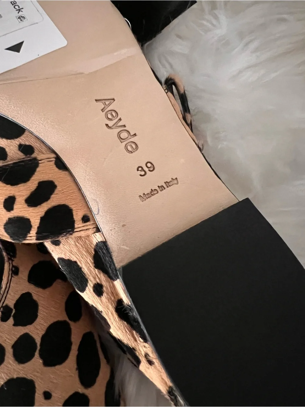 Aeyde Leopard-Print Mary Jane Flats in Tan and Black